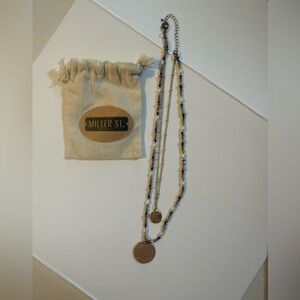 Miller St Boutique Gold Tone Colorful Layered Necklace Medallion, Double Chains